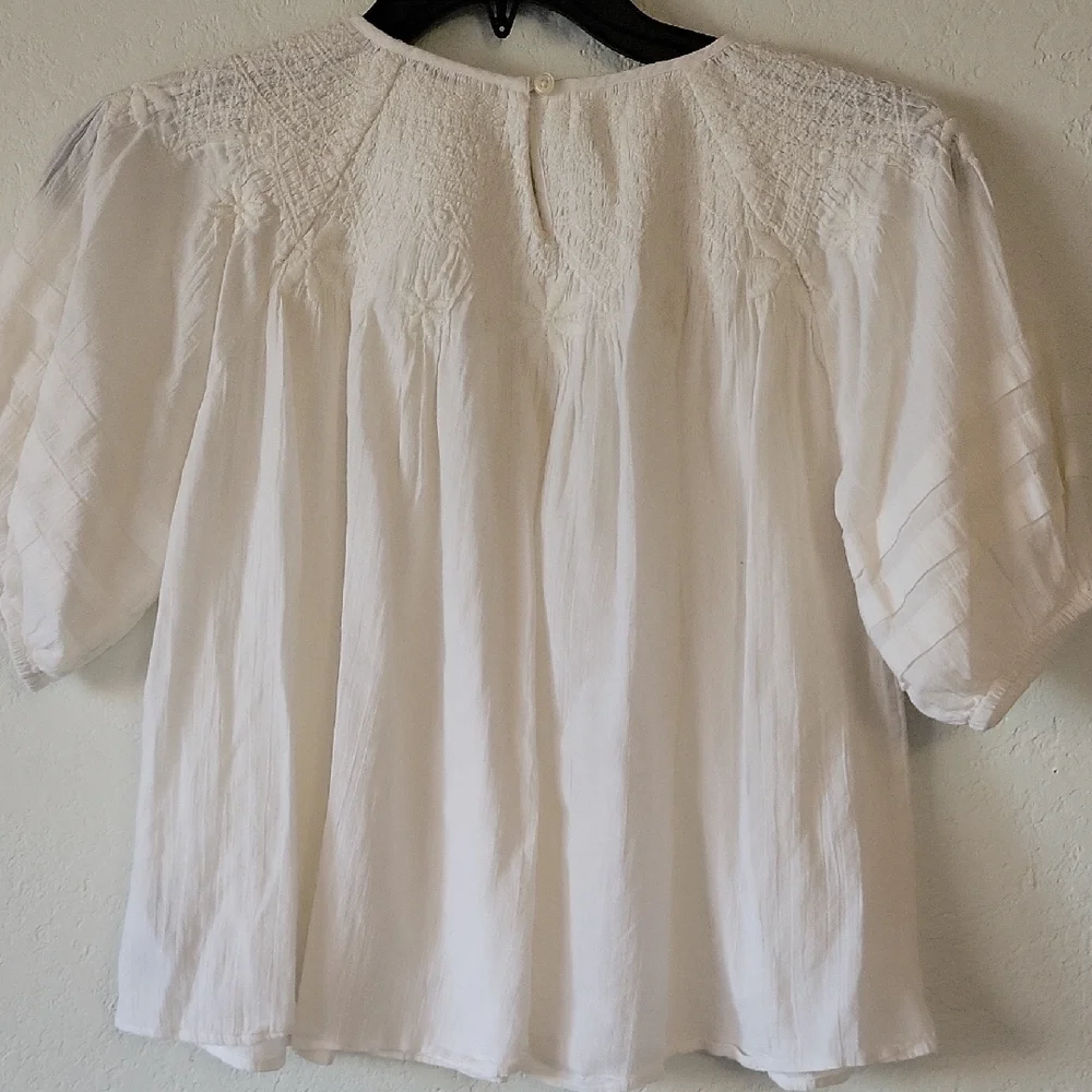 Madewell White Blouse with Puff Sleeves Women's Size XXS - Picture 5 of 10